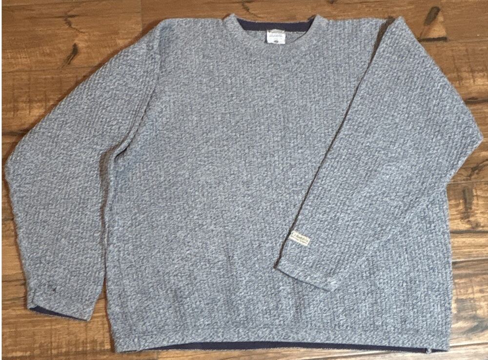 Columbia Men's XXL Gray Cotton Knit Crew Neck Pullover Sweater Logo Y2K